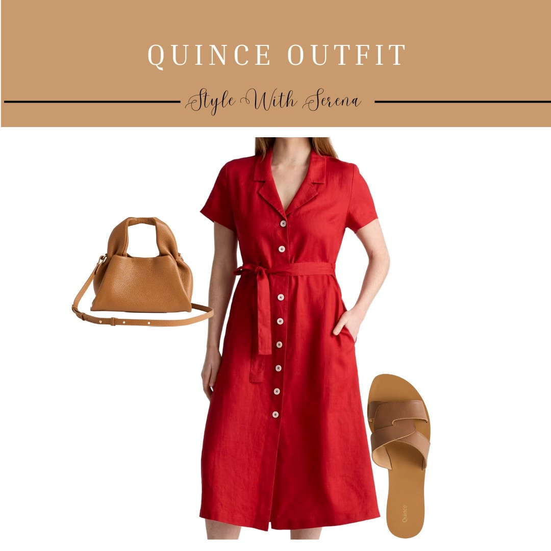 Quince outfit 
Summer dress 
Summer outfit 
Sandals 
Handbag

#LTKStyleTip #LTKSummerEdit #LTKItBag