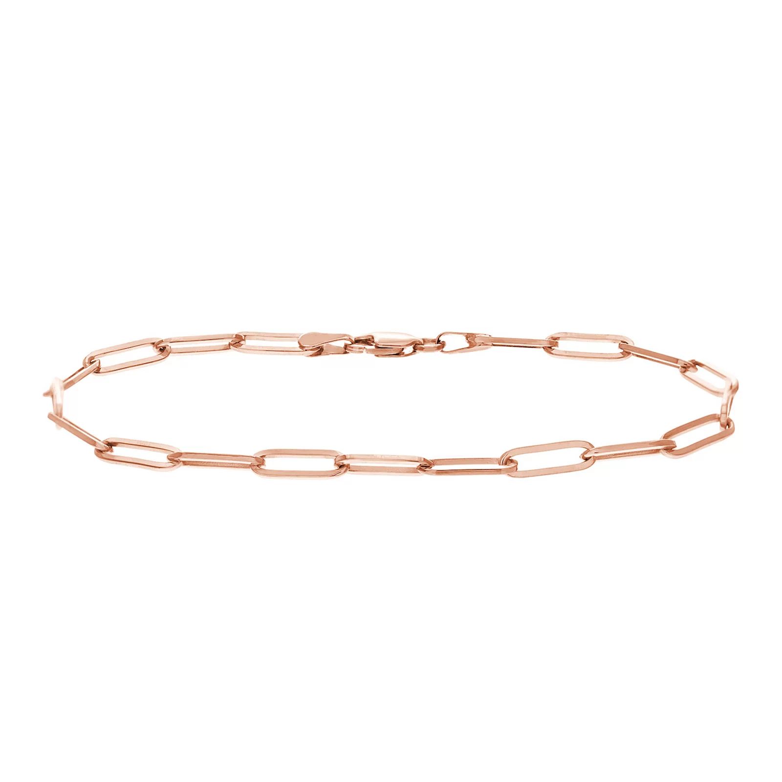 14k Gold Paper Clip Chain Bracelet, Women's, Size: 8"", Pink | Kohl's