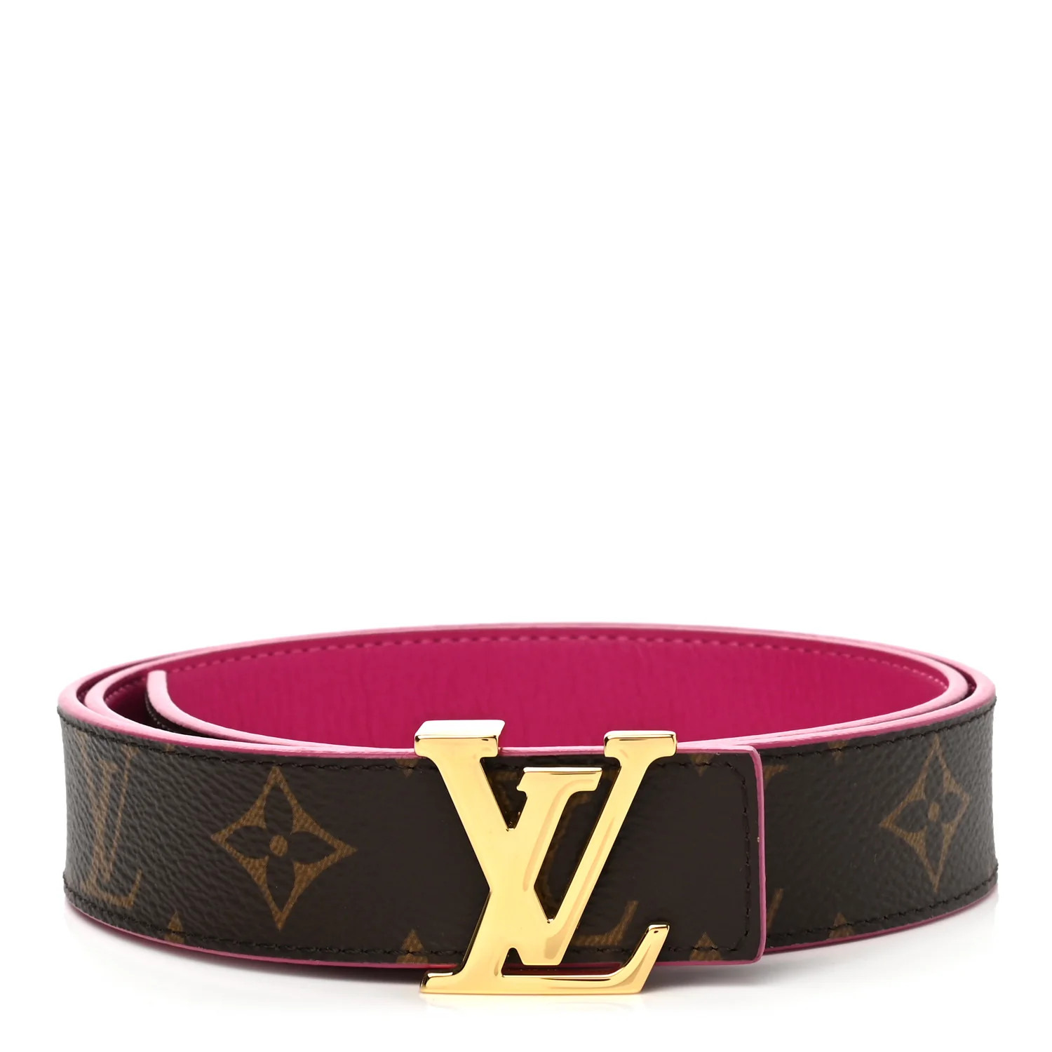 LOUIS VUITTON Calfskin Monogram 30mm LV Initiales Reversible Belt 80 32 Pink | FASHIONPHILE | Fashionphile