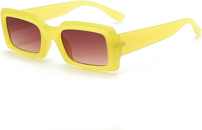 Trendy Rectangle Sunglasses for Women Men Retro 90s Glasses Shades Fashion Cute 2025 Sunglasses | Amazon (US)