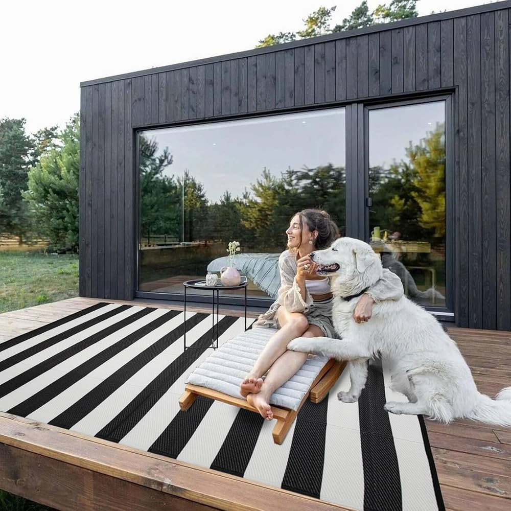 STRICKLANDHOME Outdoor Rug Waterproof 5 x 8 ft, Reversible Plastic Straw Rug for Patio, Large Out... | Amazon (US)