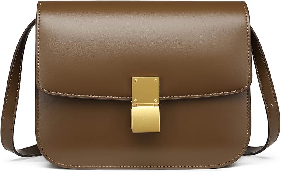 Crossbody Bag for Women Brown Small Shoulder Bag Vegan Purses and PU Leather Handbags with Adjust... | Amazon (US)