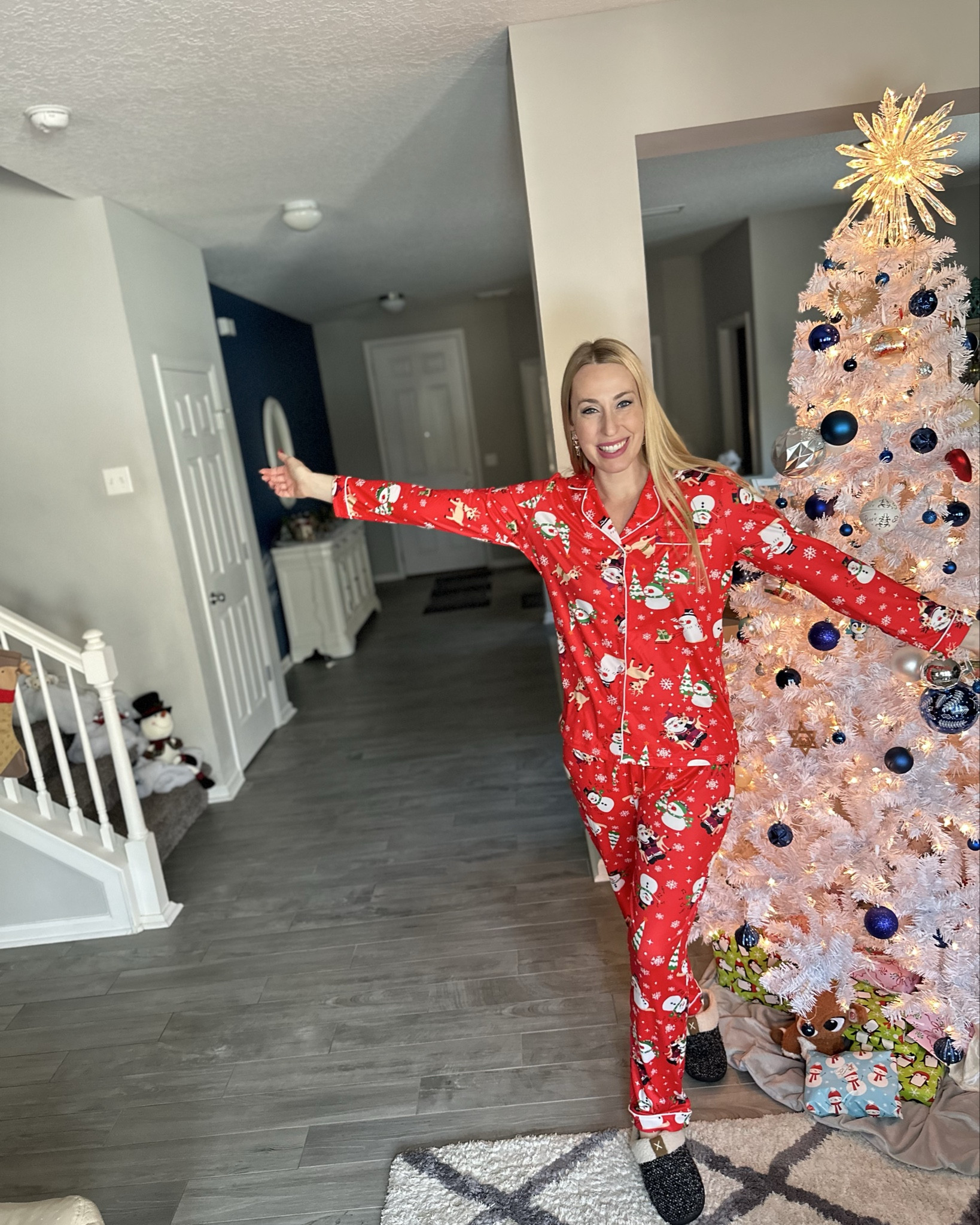 Frosty the snowman red pajama set 
❤️ I love how these feel - super soft and stretchy material
❤️ wearing size small, they fit true to size 

#LTKFindsUnder50 #LTKHoliday #LTKStyleTip