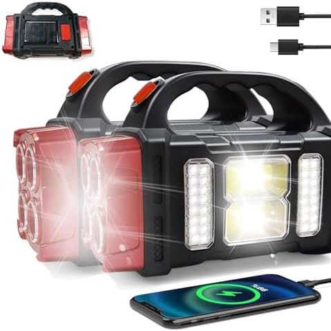 Versatile Solar Flashlight with Dual Charging Modes | 4 Light Modes USB/Solar Powered| Portable E... | Amazon (US)