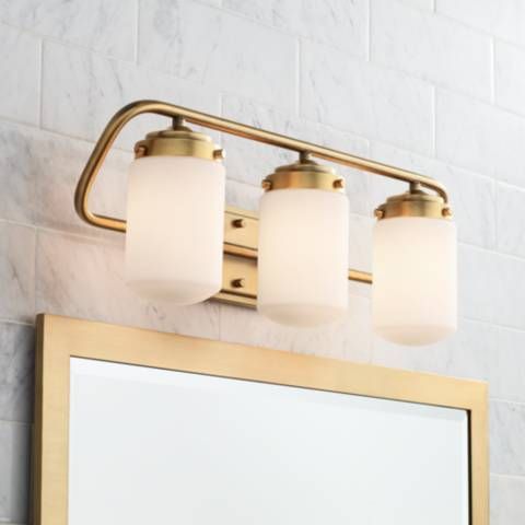 Nichols 24"W Antique Brass 3-Light Bath Light | LampsPlus.com