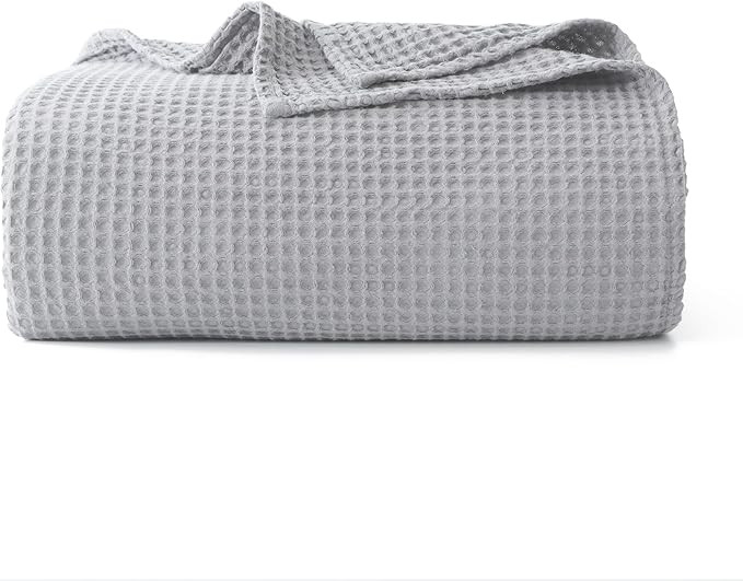 100% Cotton Waffle Blanket (Light Grey - King Size - 104 * 90''), Pre-Washed and Anti-Shrinkage S... | Amazon (US)