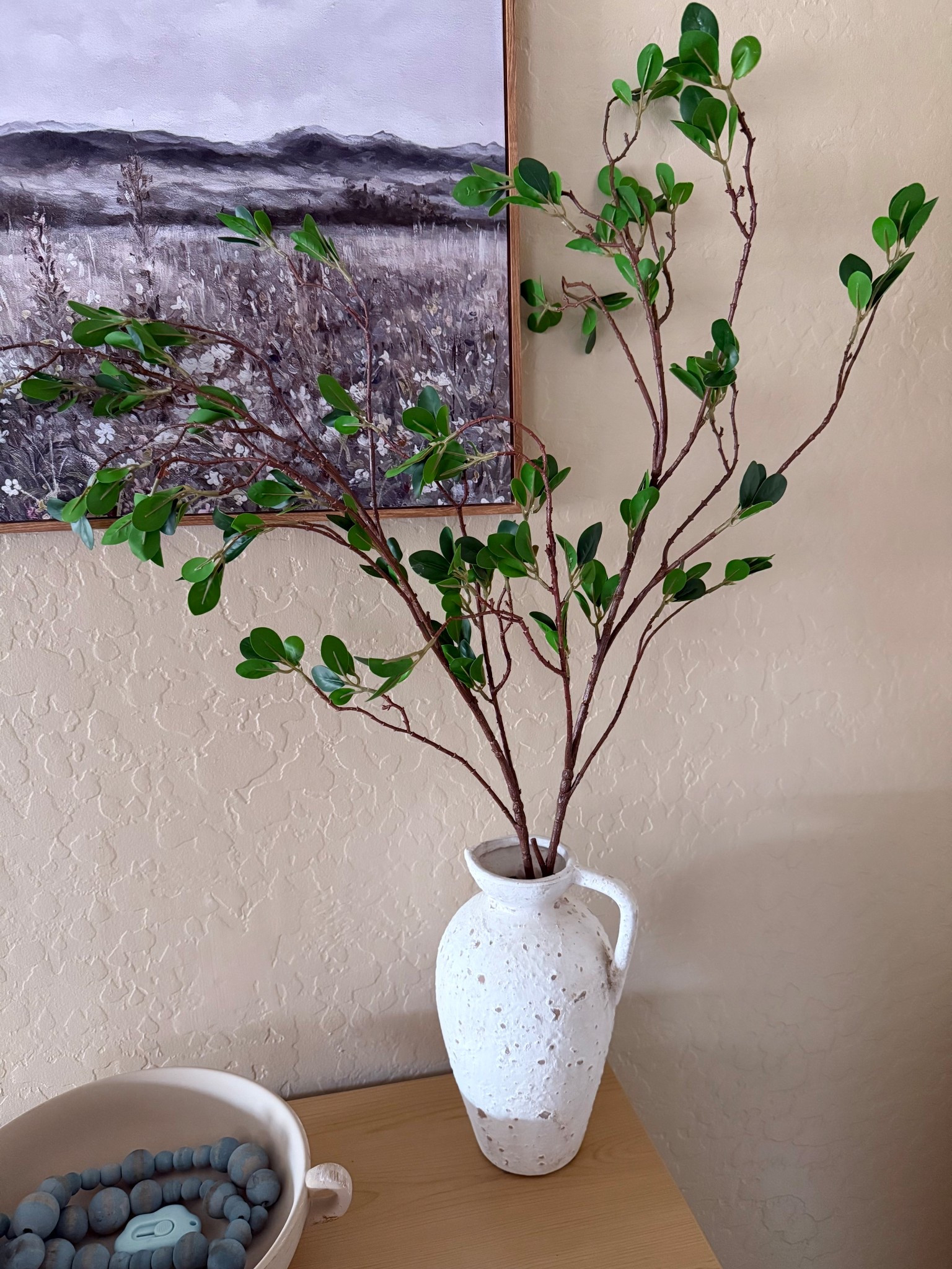 Great stems I found on Amazon. I got the 4 pieces bunch, but I used only 2 for this vase. They look very realistic and there’s no smell. When you get them, they are all smashed together in the box and need some shaping. 




Artificial Ficus Branches Faux Leaf Spray Green Eucalyptus Branches Artificial Greenery Stems Fake Ficus Twig Plants for Home Office Wedding Vase Filler Shop Decoration, Amazon decor, 

#LTKFindsUnder50 #LTKHome #LTKSeasonal