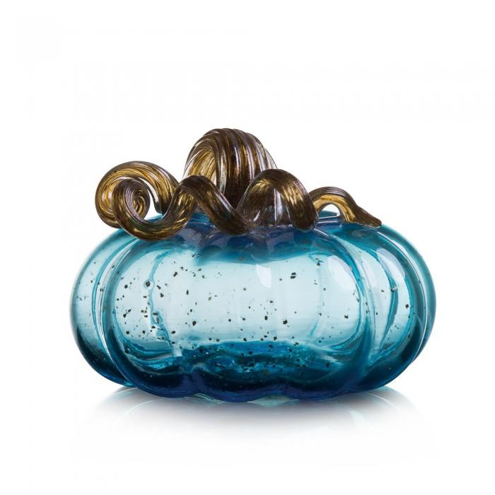 Glitzhome 6.75in D Blue Glass Pumpkin | HSN