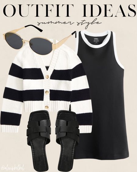 Black dress stripe cardigan size xxs 
Summer outfit idea 

#LTKfindsunder50 #LTKfindsunder100