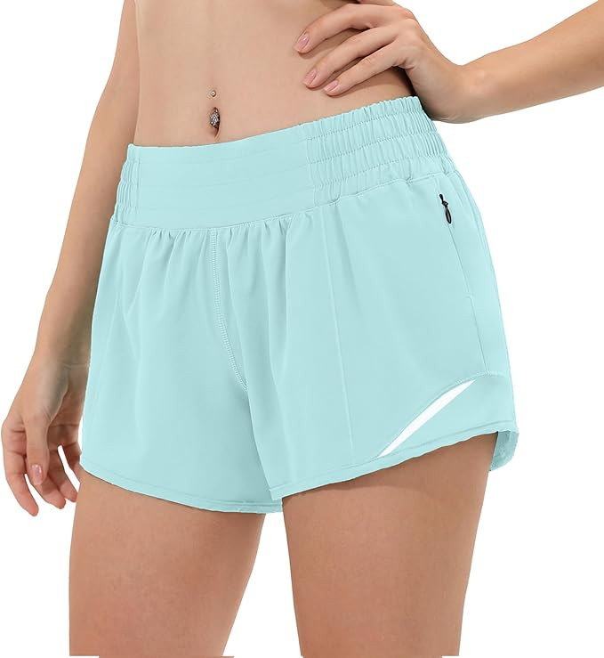 Aurefin High Waisted Athletic Shorts for Women, Womens Plus Size Running Workout Shorts with Line... | Amazon (US)