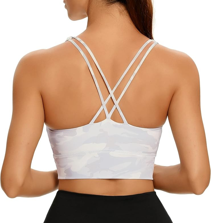 Lemedy Women Strappy Cross Back Yoga Workout Sports Bra Longline Crop Tank Top | Amazon (US)