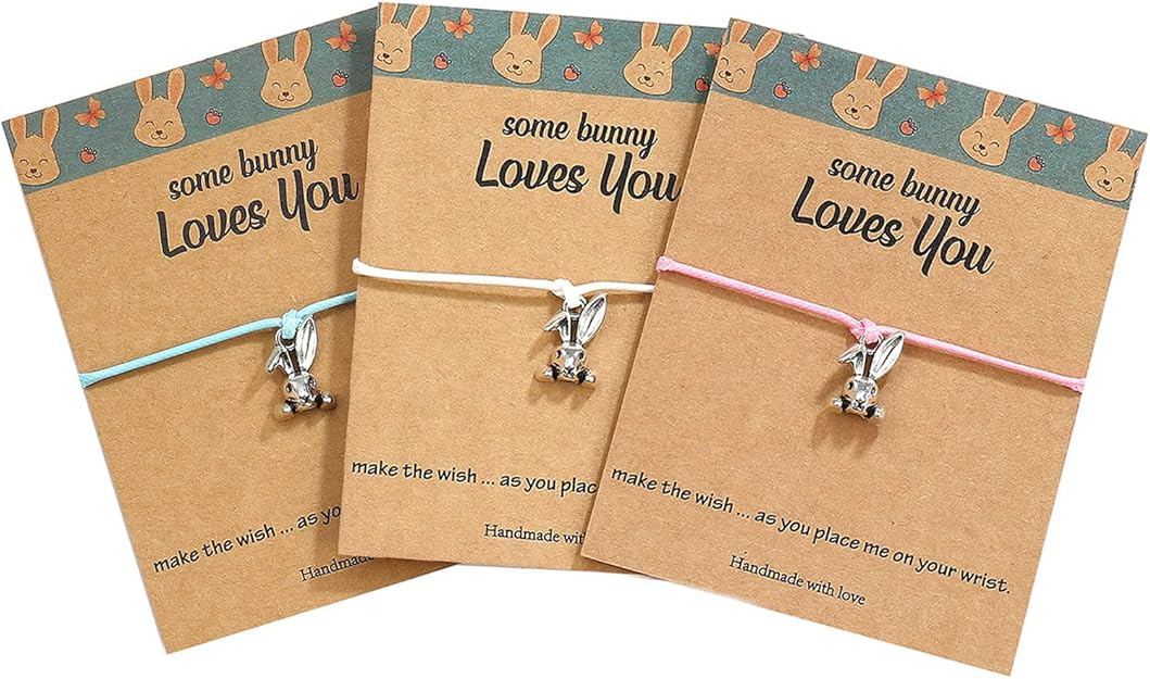 Ursilver Easter Gifts for Kids Teens Girls - Stainless Steel Adjustable Bunny Charm Bracelets Cut... | Amazon (US)