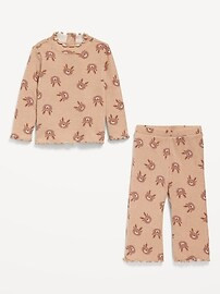 Long-Sleeve Plush Ribbed Top and Flare Pants Set for Baby | Old Navy (US)
