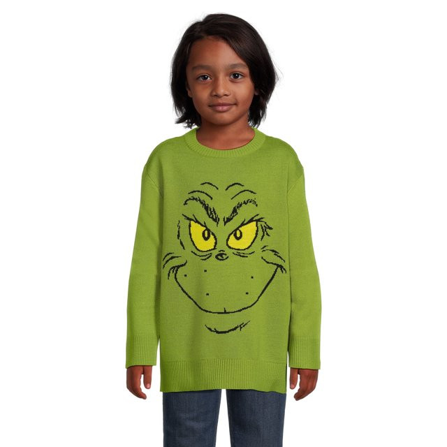 The Grinch Boys Graphic Holiday Crew Neck Sweater, Size XS-2XL | Walmart (US)