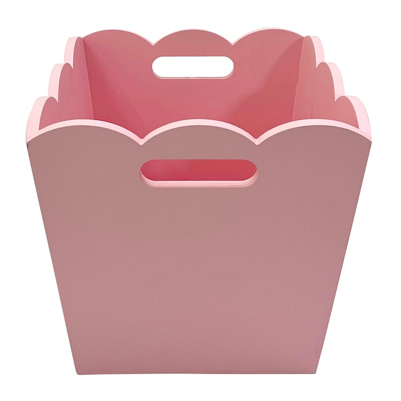 Scalloped Wood Storage Bin- Pink | At Home