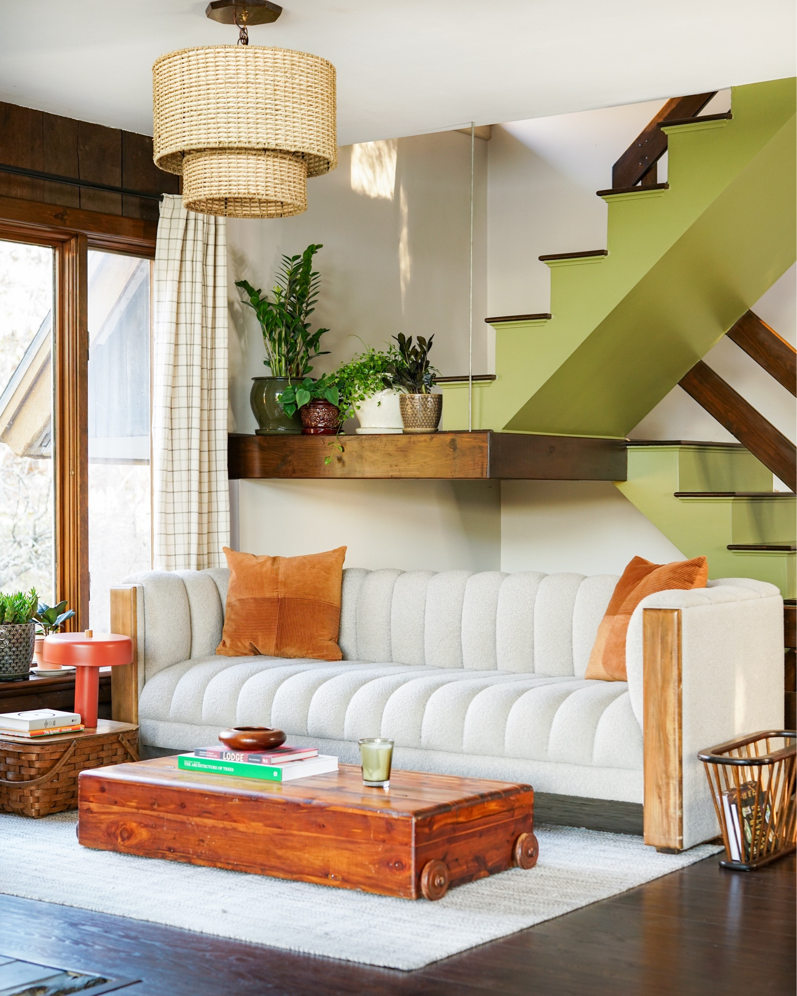 Maine: We wanted to create a space to hang with the pups that is both retro and cabin cozy.