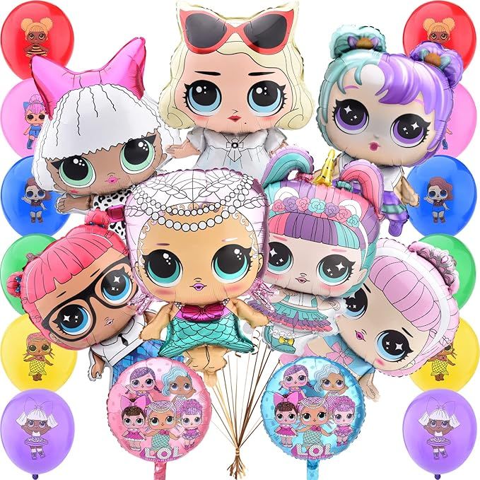 Amazon.com: Rekcopu Surprise Party Supplies Balloon 22pcs Doll Balloons for Girls Birthday Party ... | Amazon (US)