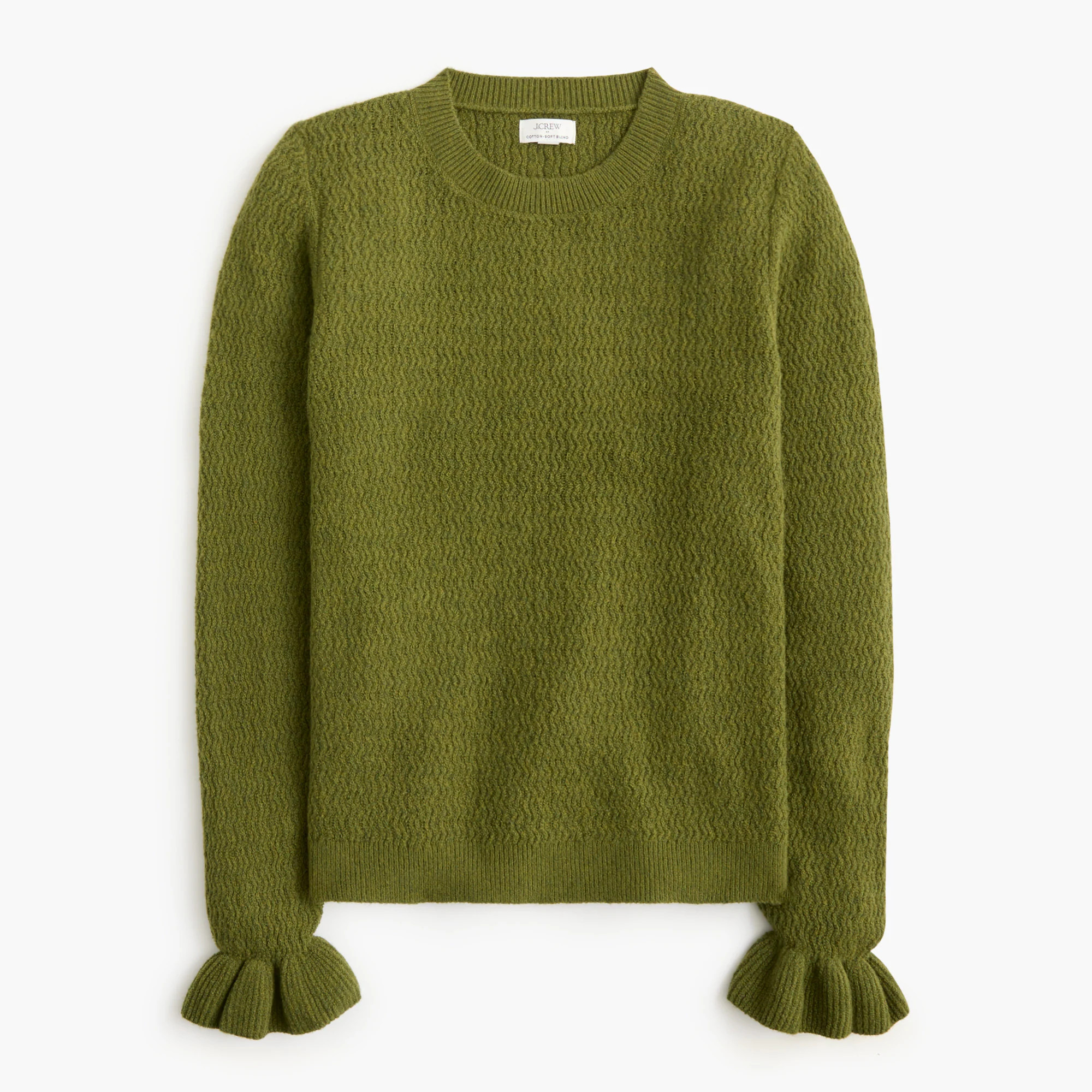 Ruffle-sleeve sweater in cotton-soft blend | J.Crew Factory