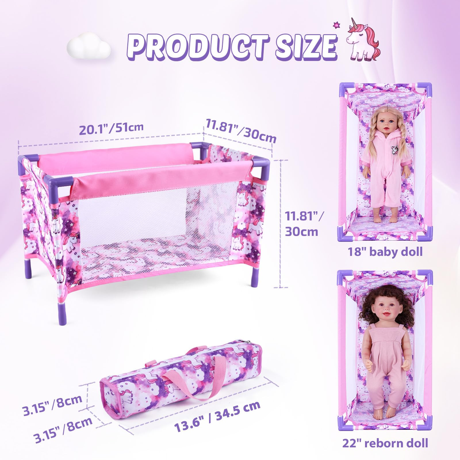 BABESIDE Baby Doll Crib Set for 18 Inch Dolls, Foldable Baby Doll Bed Playpen Toy Crib with Stora... | Amazon (US)