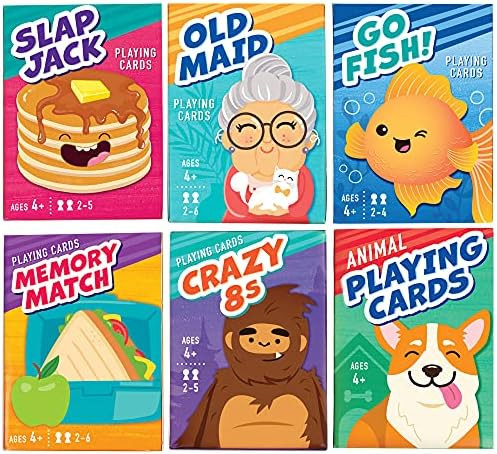 LotFancy Card Games for Kids, 6 Decks, Go Fish, Old Maid, Crazy Eights, Memory Match, Slap Jack, ... | Amazon (US)