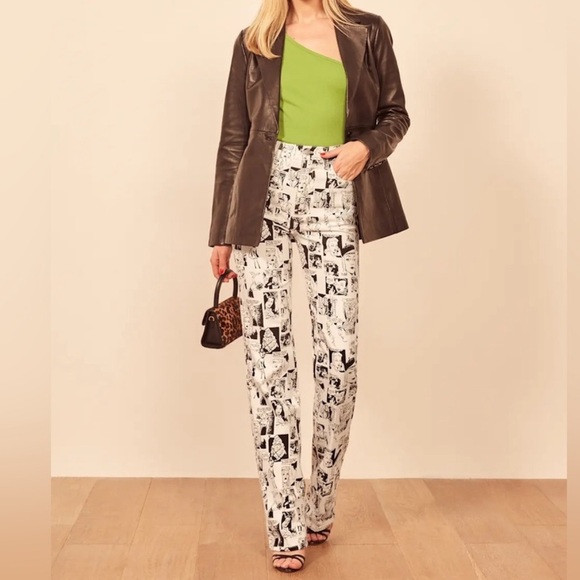 Reformation Women's Black and White Newspaper Jeans | Poshmark