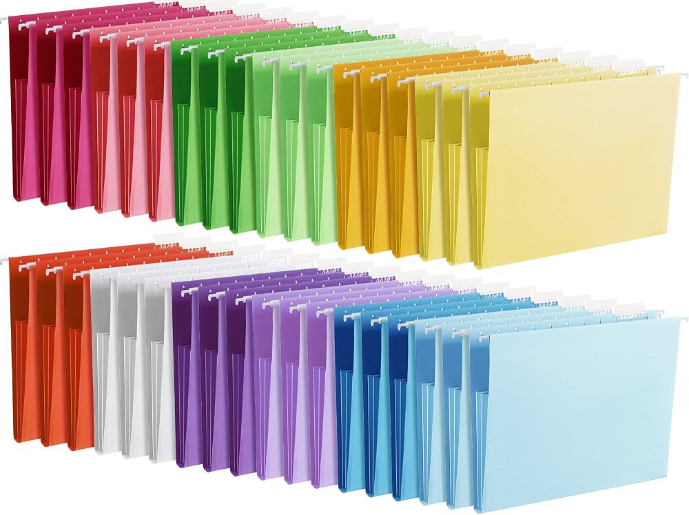 48 Pack Extra Capacity Hanging File Folders Letter Size Expandable Hanging File Folders Cabinet F... | Amazon (US)