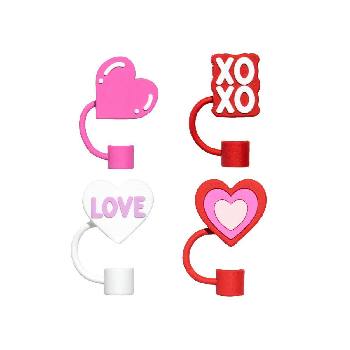 CharCharms 4pk Valentines XOXO Straw Toppers | Target
