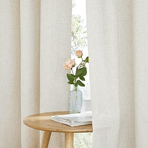 NICETOWN Natural Linen Curtains 84 inch Long 2 Panels Set, Grommet Top Thick Linen Burlap Semi Sh... | Amazon (US)