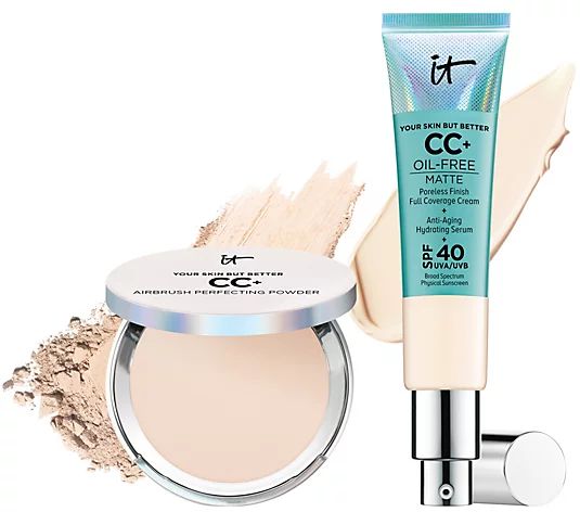 IT Cosmetics Oil-Free Matte CC Cream SPF 40 & CC Powder Complexion Duo - QVC.com | QVC