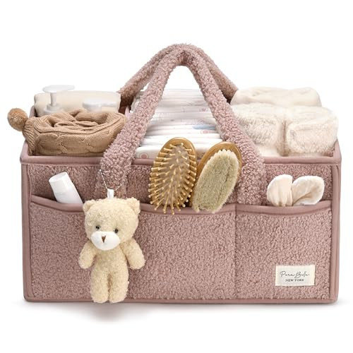 PeraBella Baby Diaper Caddy Organizer with Handle, Boy & Girl Shower Gift Basket, Portable Diaper Storage Basket Bin for Wipes, Newborn Baby Essentials Registry Search Must Haves, Car Caddy Organizer | Amazon (US)