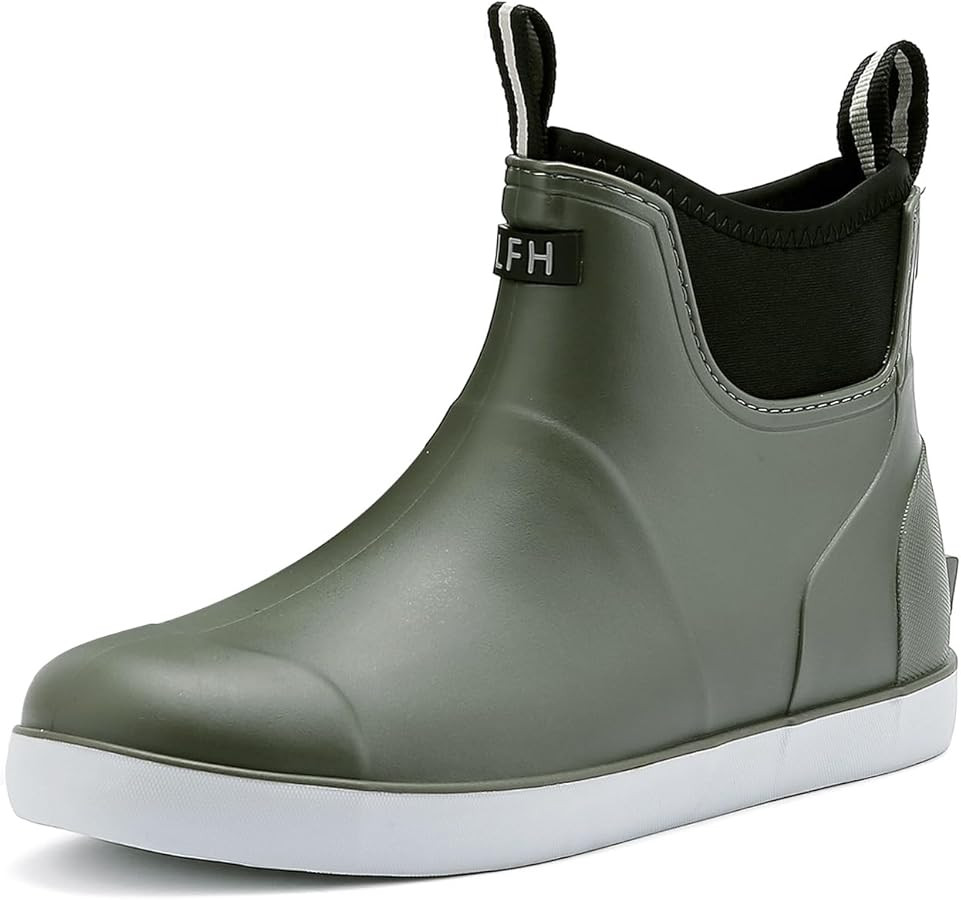 Men's Deck Boots, Waterproof Ankle Rain Boots Men Anti-Slip Traction, Outdoor Rubber Fishing Gard... | Amazon (US)