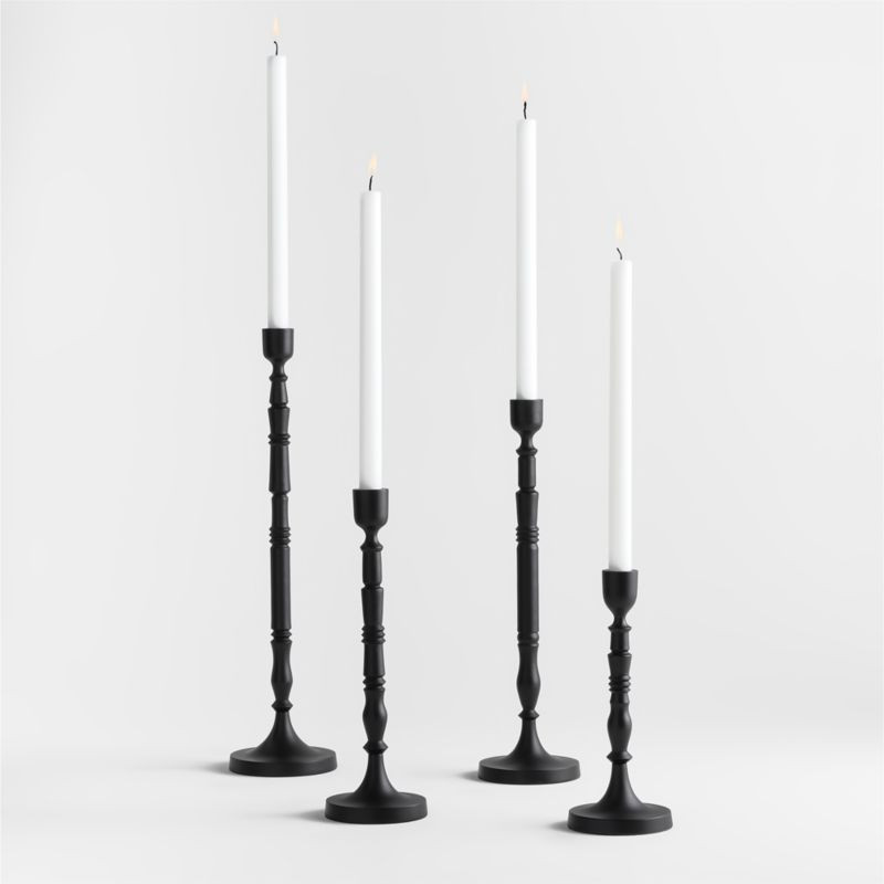 Astryd Black Metal Taper Candle Holders, Set of 4 + Reviews | Crate & Barrel | Crate & Barrel