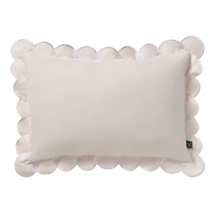 My Texas House 14" x 20" Pink Scallop Embroidered Hearts Cotton Decorative Pillow Cover | Walmart (US)