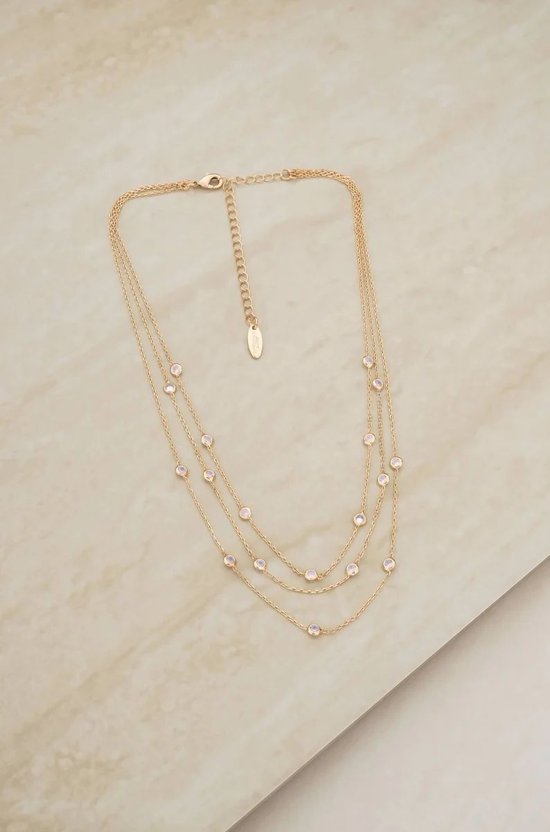 Perfect Crystal Dotted 18k Gold Plated Layered Necklace | Ettika