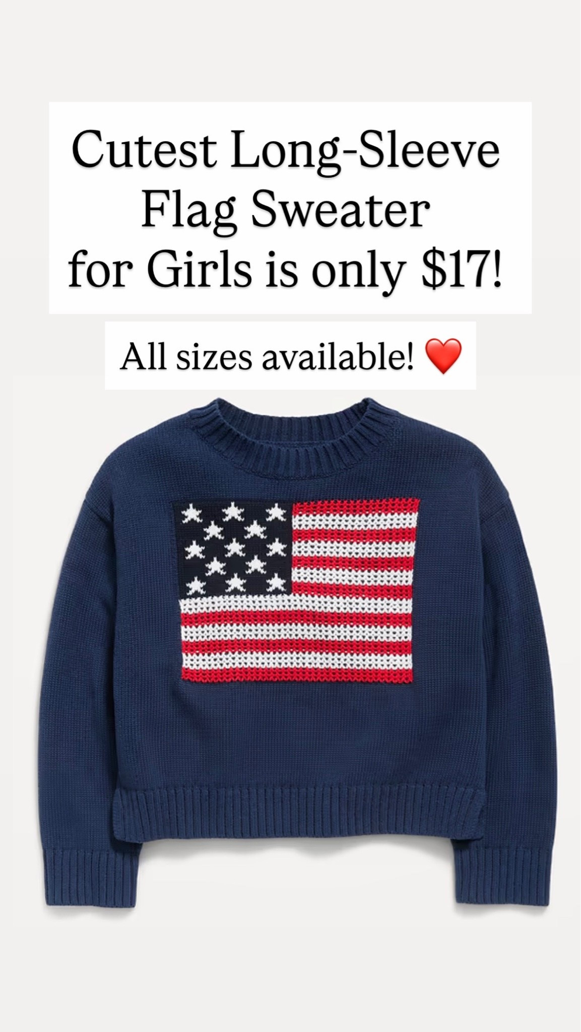 Flag sweater for girls!! On sale right now!!

#LTKKids #LTKSaleAlert