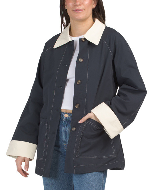 Contrast Collar Belted Trench Coat | Women | Marshalls | Marshalls