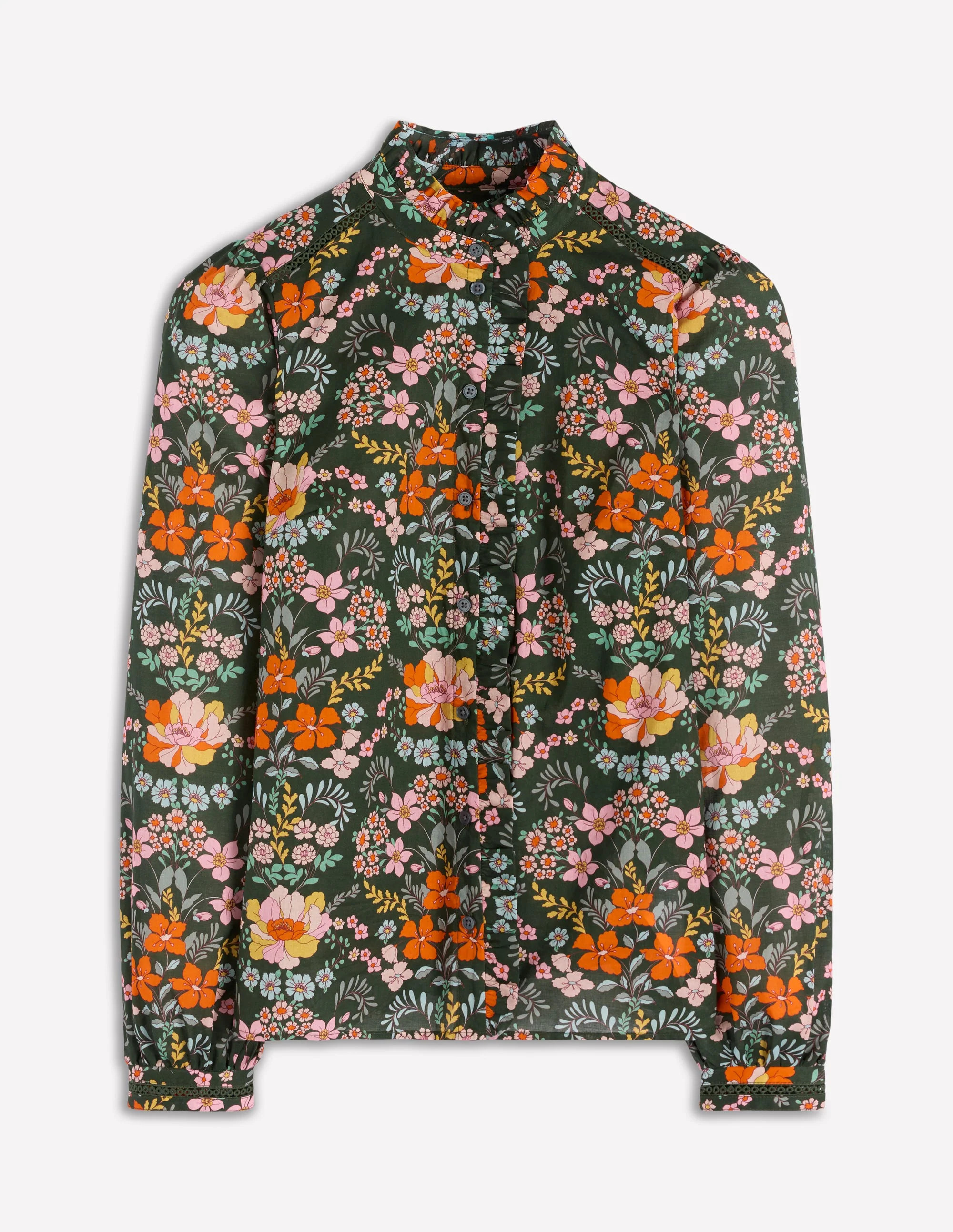 Helena Cotton Top-Green, Flourishing Garden | Boden (US)