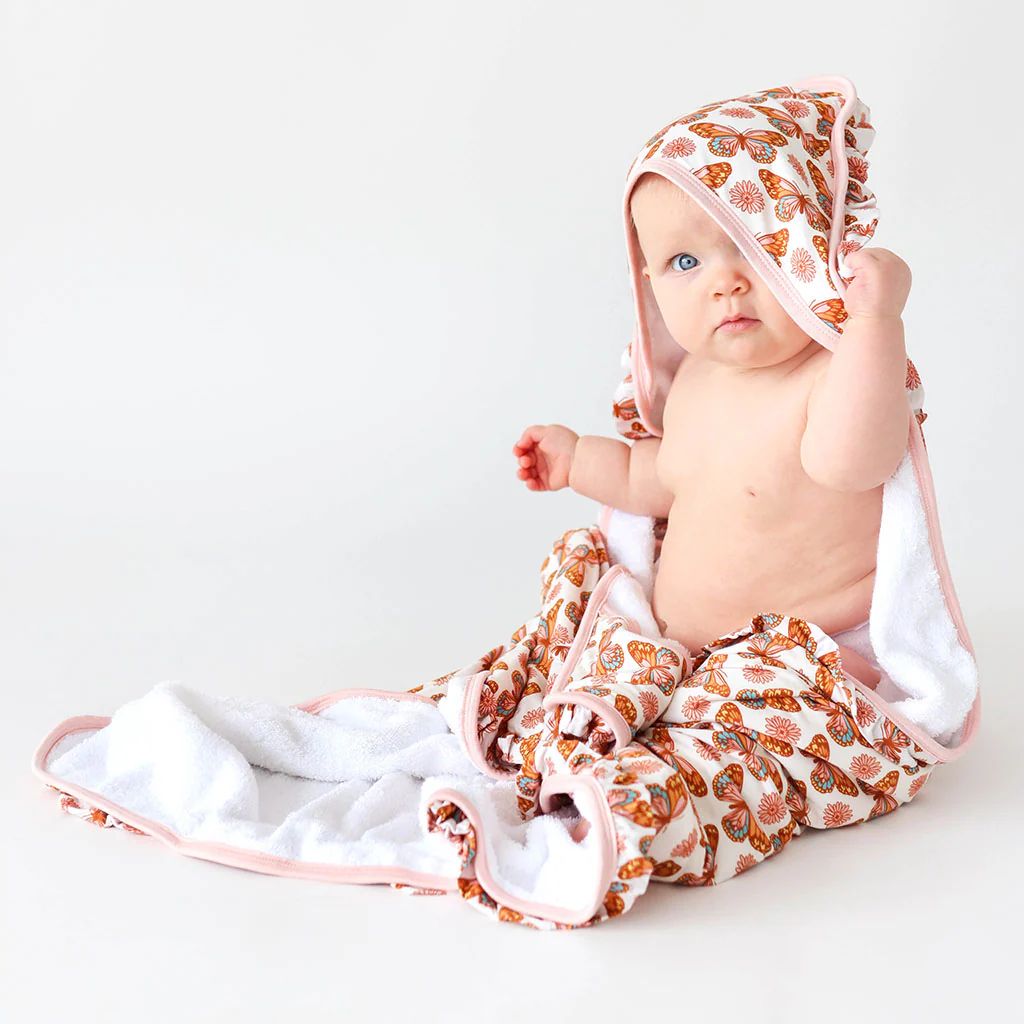 Butterfly Orange Girls Hooded Towel | Jocelyn | Posh Peanut