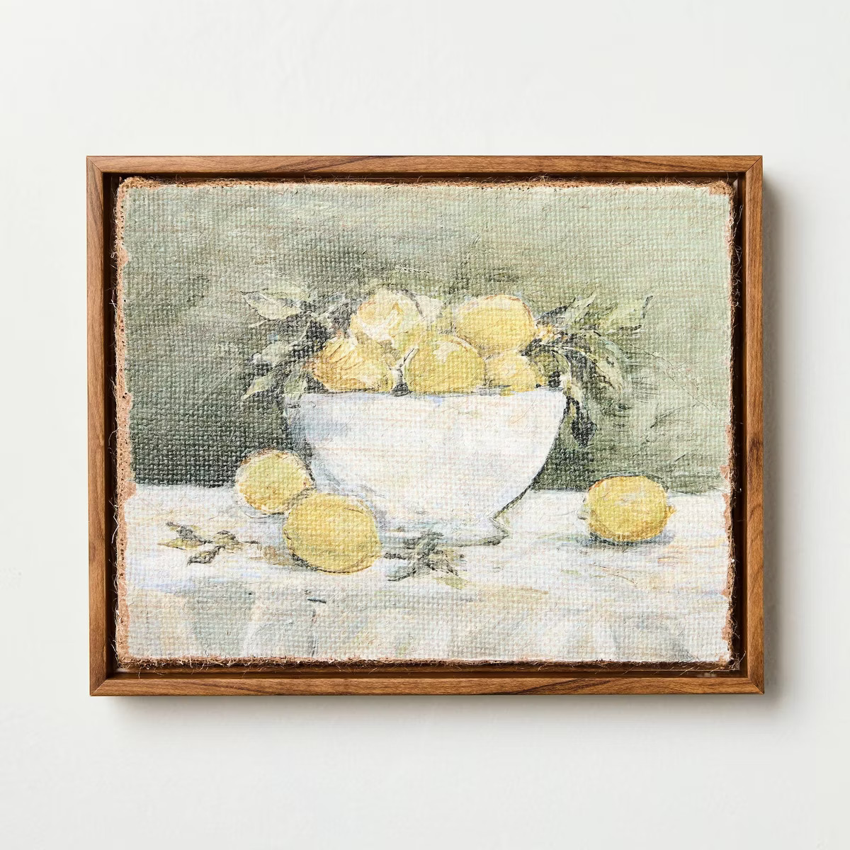 10"x8" Lemon Bowl Still Life on Burlap Wall Art Framed - Hearth & Hand™ with Magnolia | Target