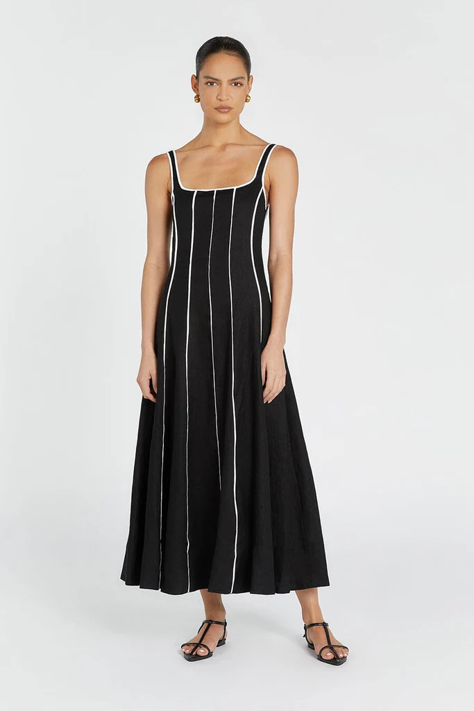 BECK BLACK LINEN MIDI DRESS | DISSH