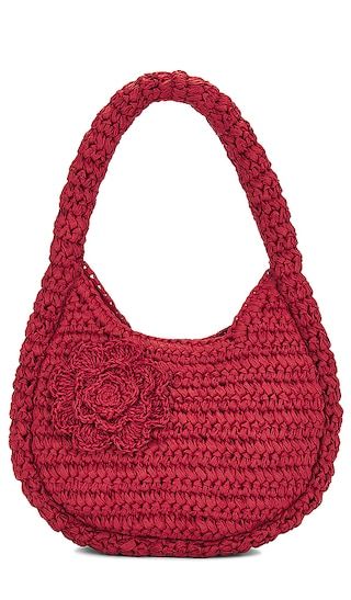 Rosette Straw Bag in Red | Revolve Clothing (Global)