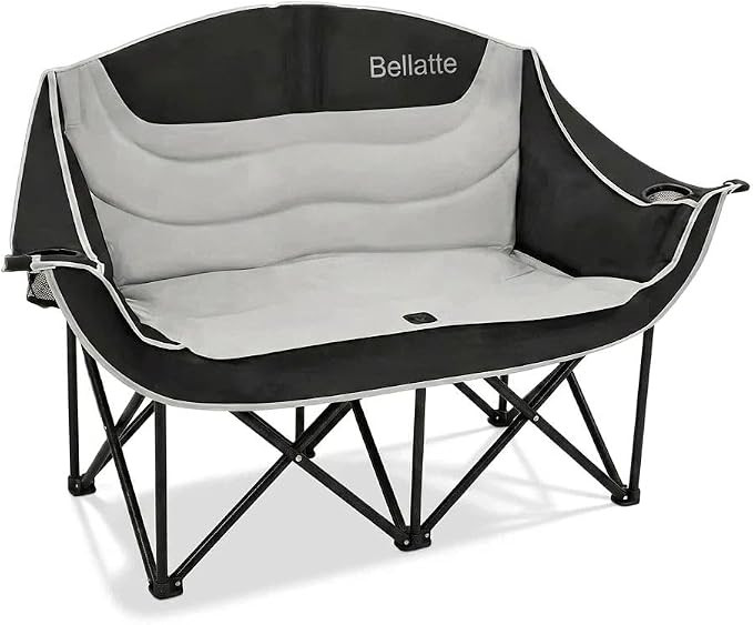 Double Camping Chair, Two Person Padded Foldable Loveseat 661LBS, Heavy Duty Steel Frame with Cup... | Amazon (US)