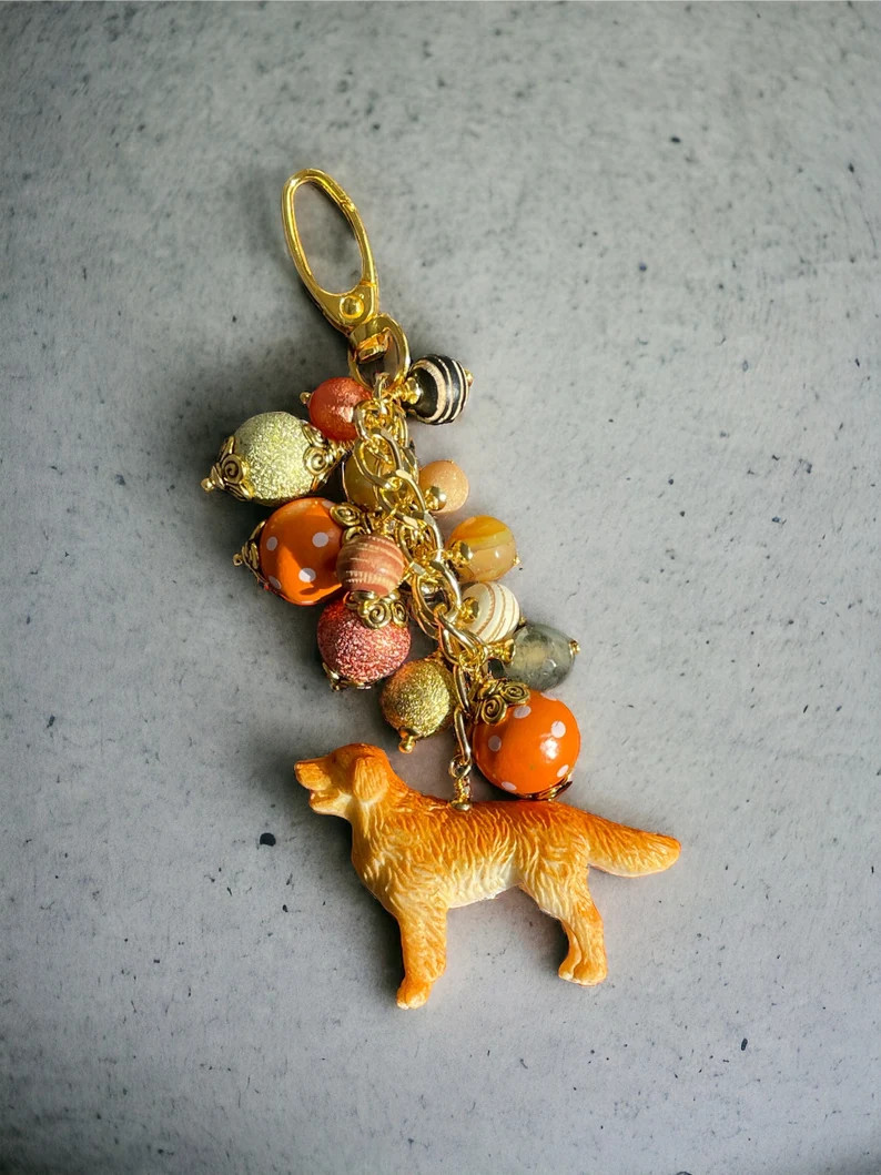 Doggie Chunky Beaded Purse Charm, Unique Handcraft Chunky Keychain, Women Accessory, Dog Mom Gift... | Etsy (US)