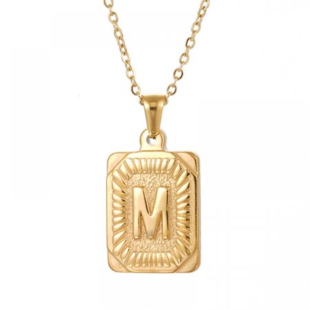 Rush 18K Gold Plated Filled Initials Pendant Necklace Square Letter Rectangle Medallion Personalized | Walmart (US)