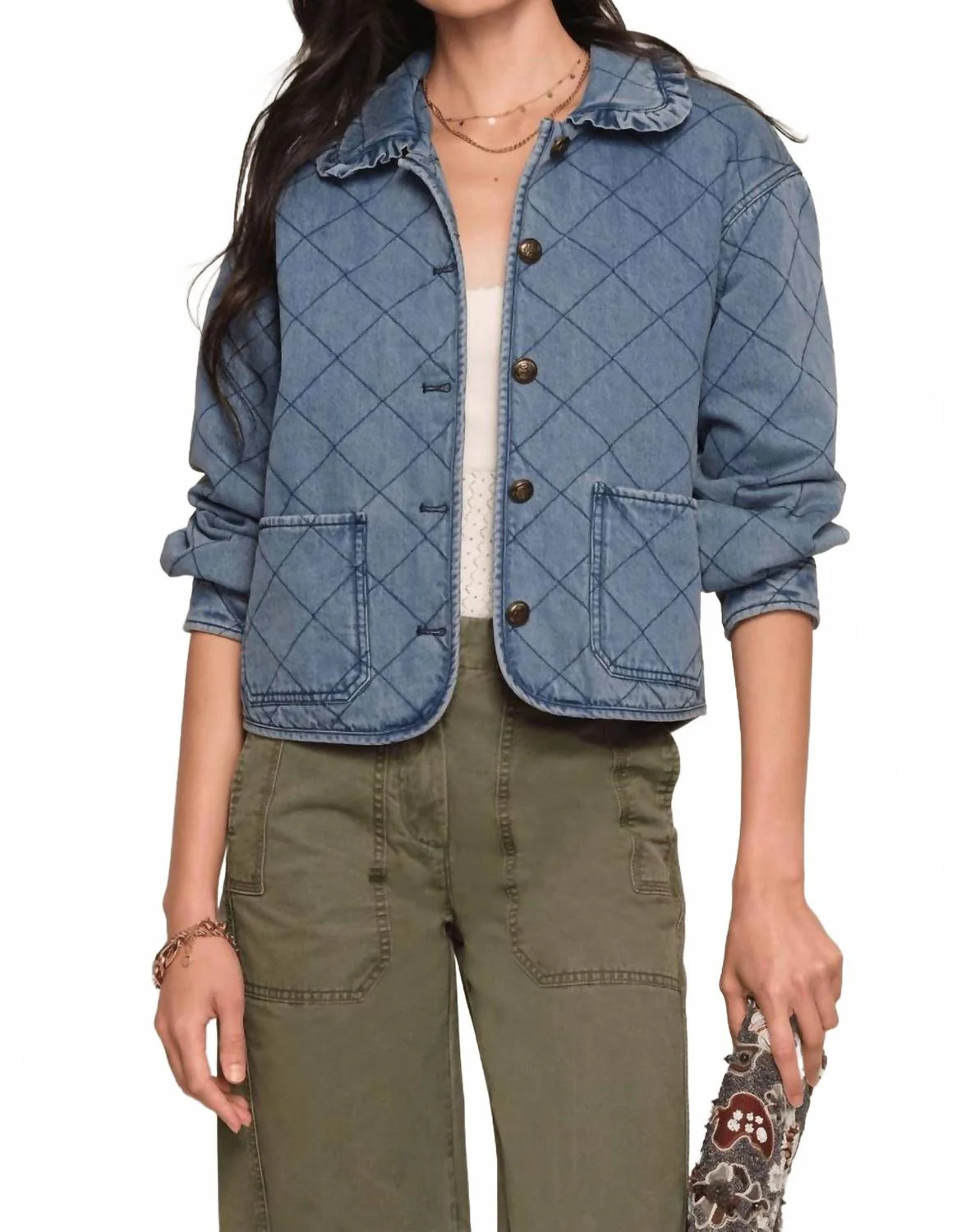 Miller Quilted Denim Jacket In Lake | Shop Simon