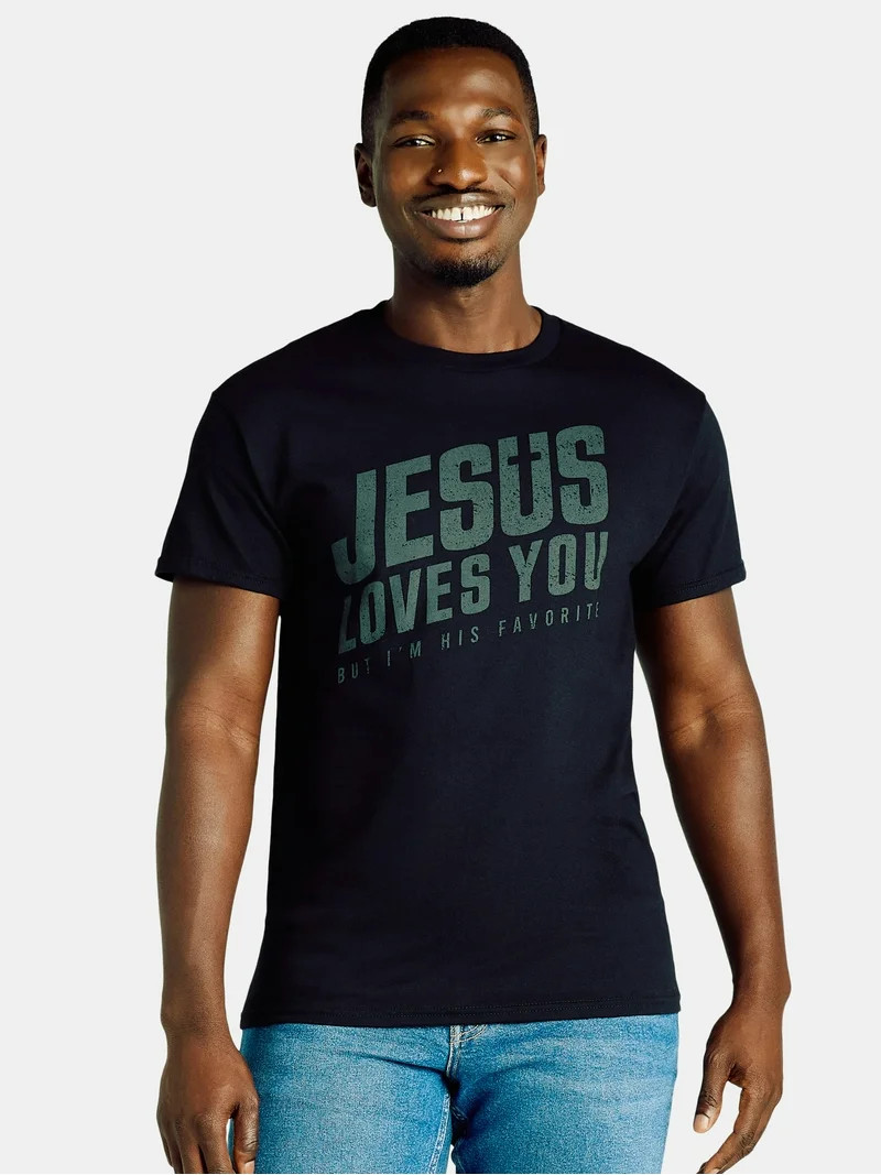 Humor Men's and Big Men's Jesus Loves You But I'm His Favorite Graphic Tee with Short Sleeves, Si... | Walmart (US)