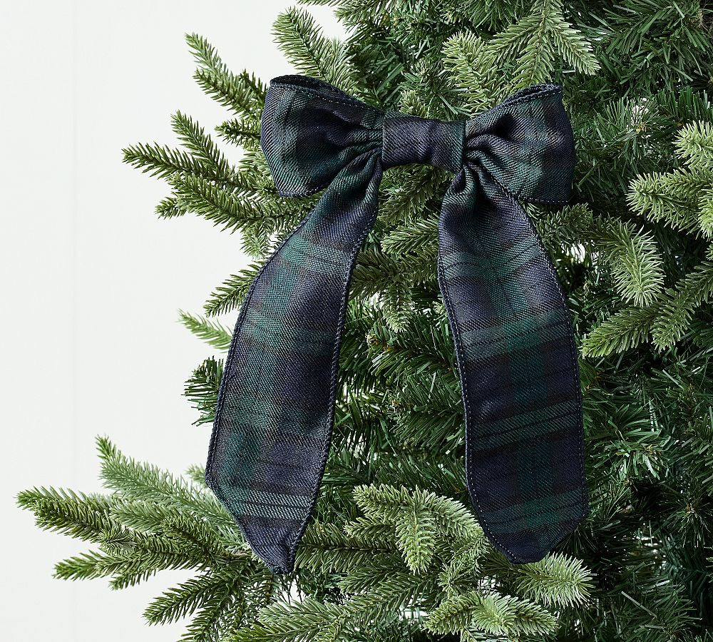 Plaid Bow Clip Blue Green Medium | Pottery Barn (US)