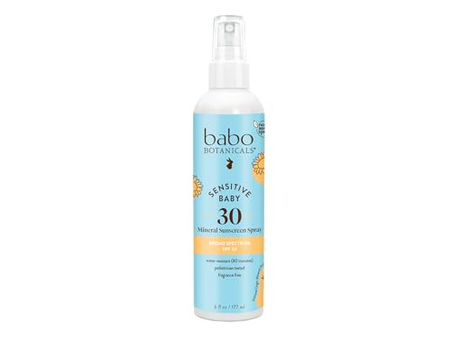Babo Botanicals Baby Skin Mineral Sunscreen Spray SPF 30 with 100% Zinc Oxide Active, Water-Resistant, Unscented, 6 Fl Oz | Amazon (US)