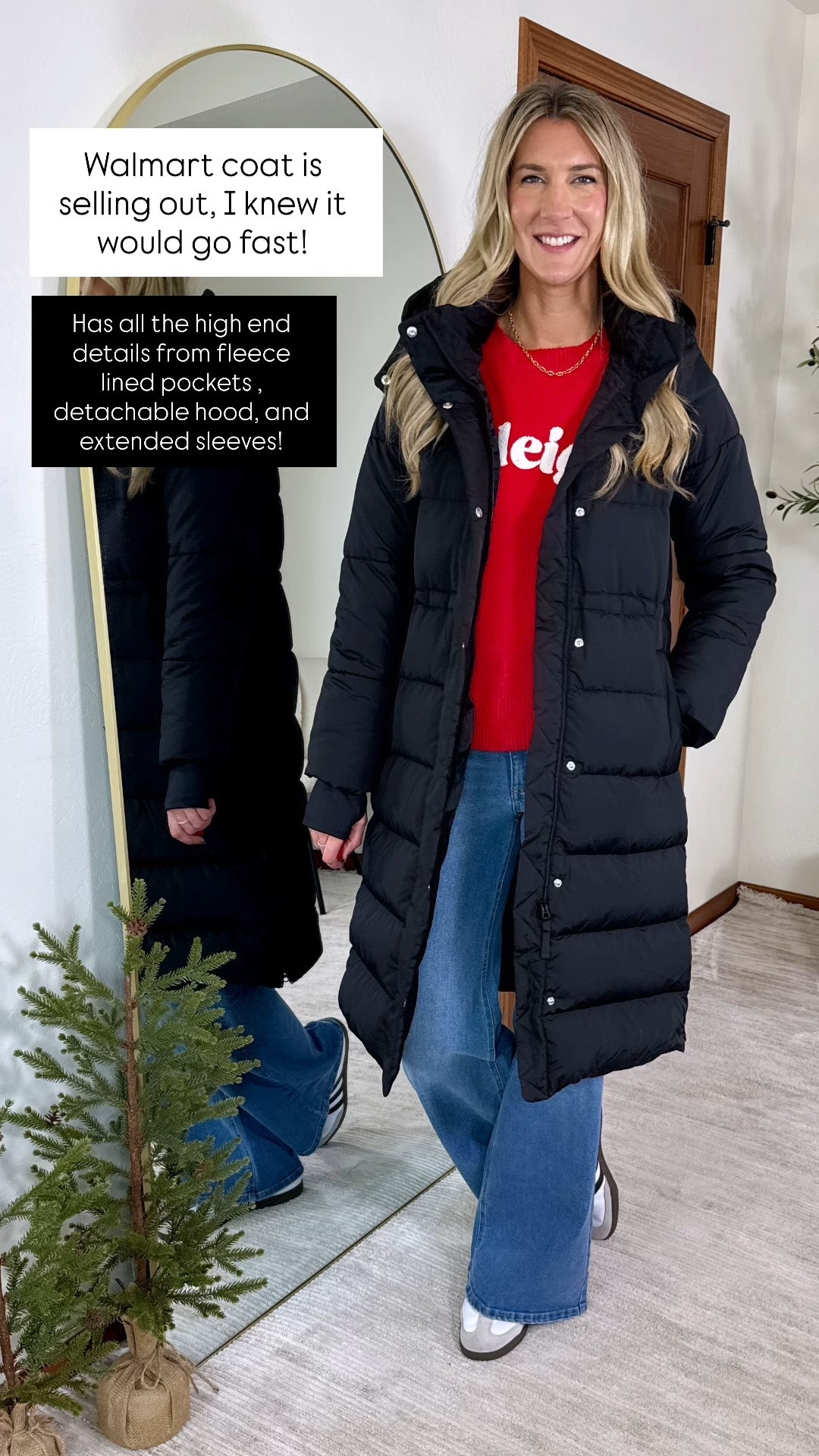 Wearing my true medium in both jackets. True 8 long in jeans, true medium in everything else except sized up one in red sleigh sweater to large. 
Tall girl approved winter jackets under $100! The two styles everyone needs in their closet, dressy and everyday casual. The dressy one is heavyweight and feels pricey with satin lining and button closure. The everyday jacket has every single detail imaginable. From the fleece lined pockets, cinch waist, side zip hem, removable hood, and extended thumb holes. Perfection! 

Winter jacket, snow, cold weather layer, tall girl jacket, winter coat, 

@walmartstyle
#walmartpartner
#walmartstyle

#LTKTall #LTKFindsUnder50 #LTKSeasonal

#LTKSeasonal #LTKFindsUnder100 #LTKHoliday