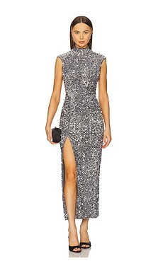 Bardot Kelso Velvet Sequin Maxi Dress in Silver from Revolve.com | Revolve Clothing (Global)